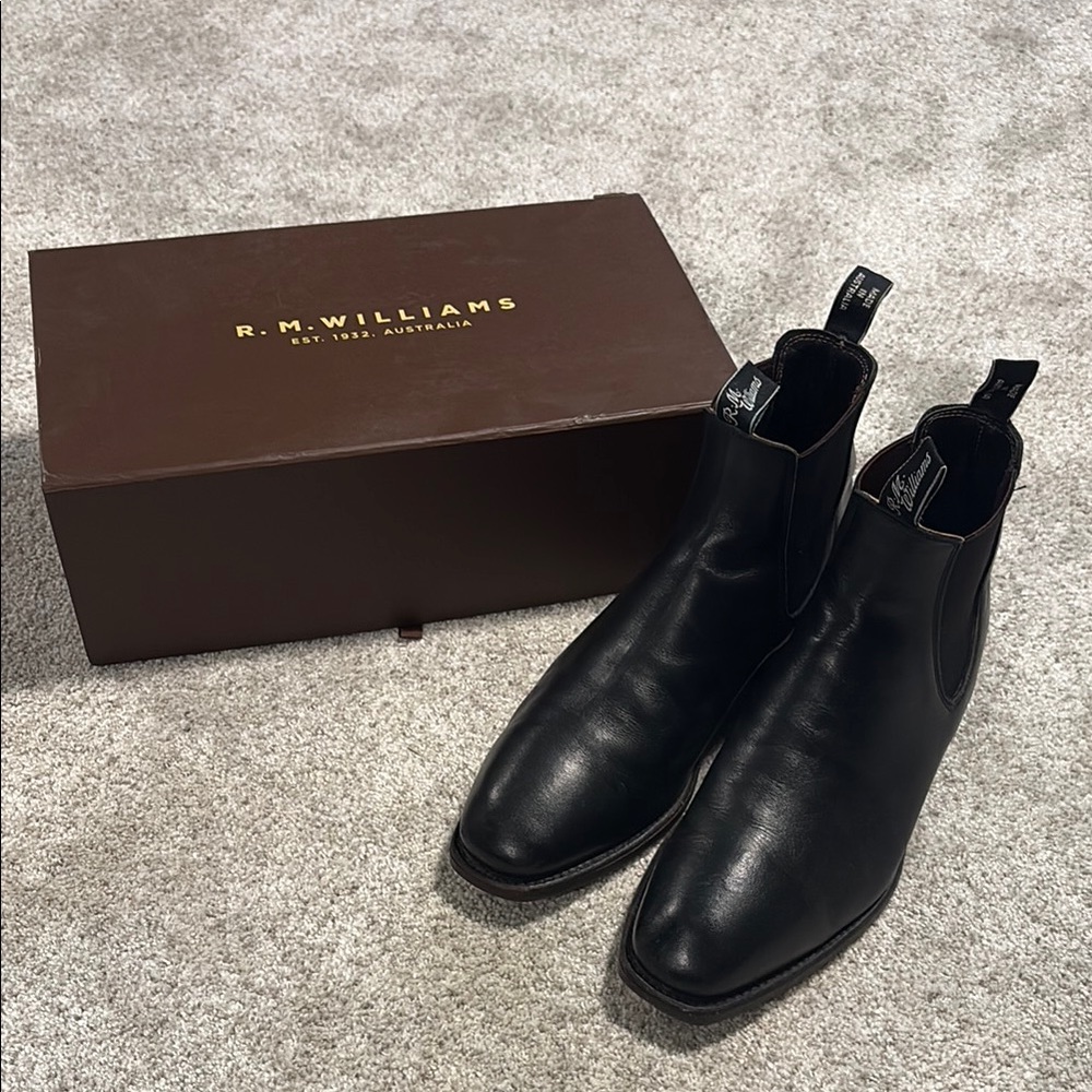 R.M. Williams Black Leather Ankle Boots